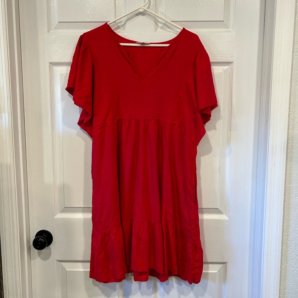 Knox Rose Vibrant Red V-Neck Dress